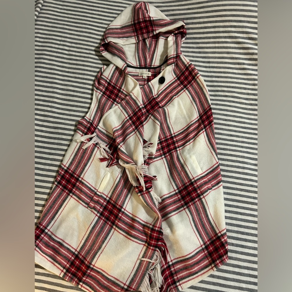 Rewind Red and Black Plaid Hooded Top